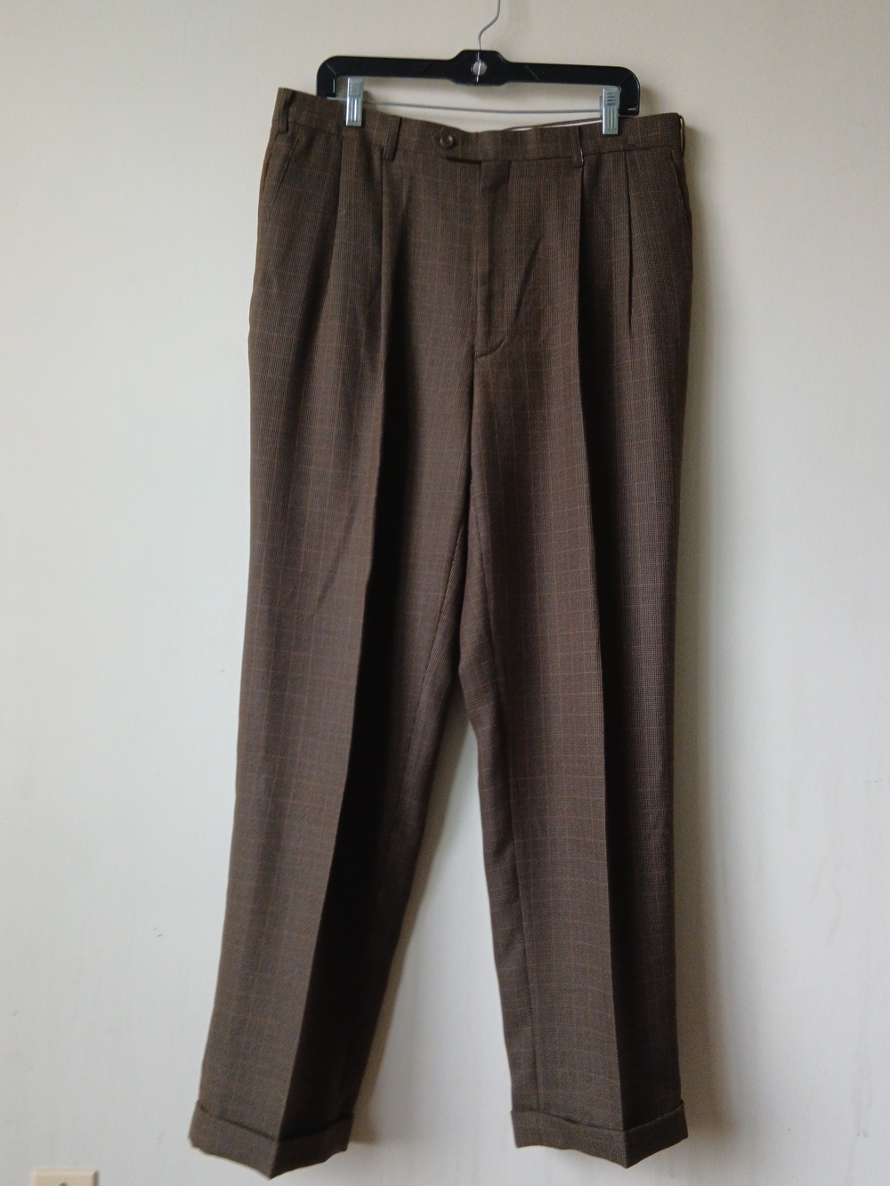 Ralph Ralph Lauren Herringbone Tweed Brown Plaid Pleated Vintage Dress Pants